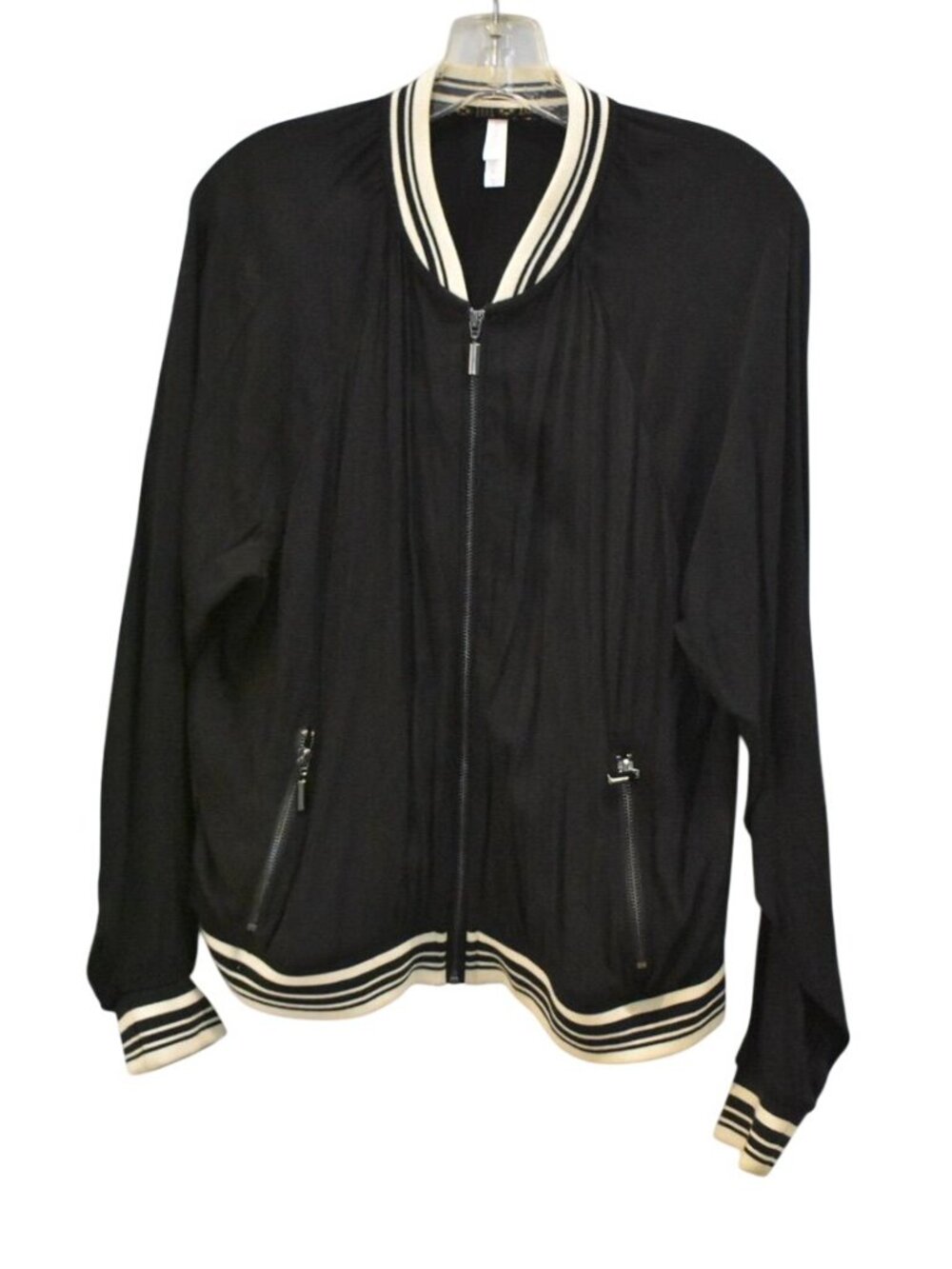Women's Xhilaration Rayon Black Bomber Full Zip Jacket Size XL